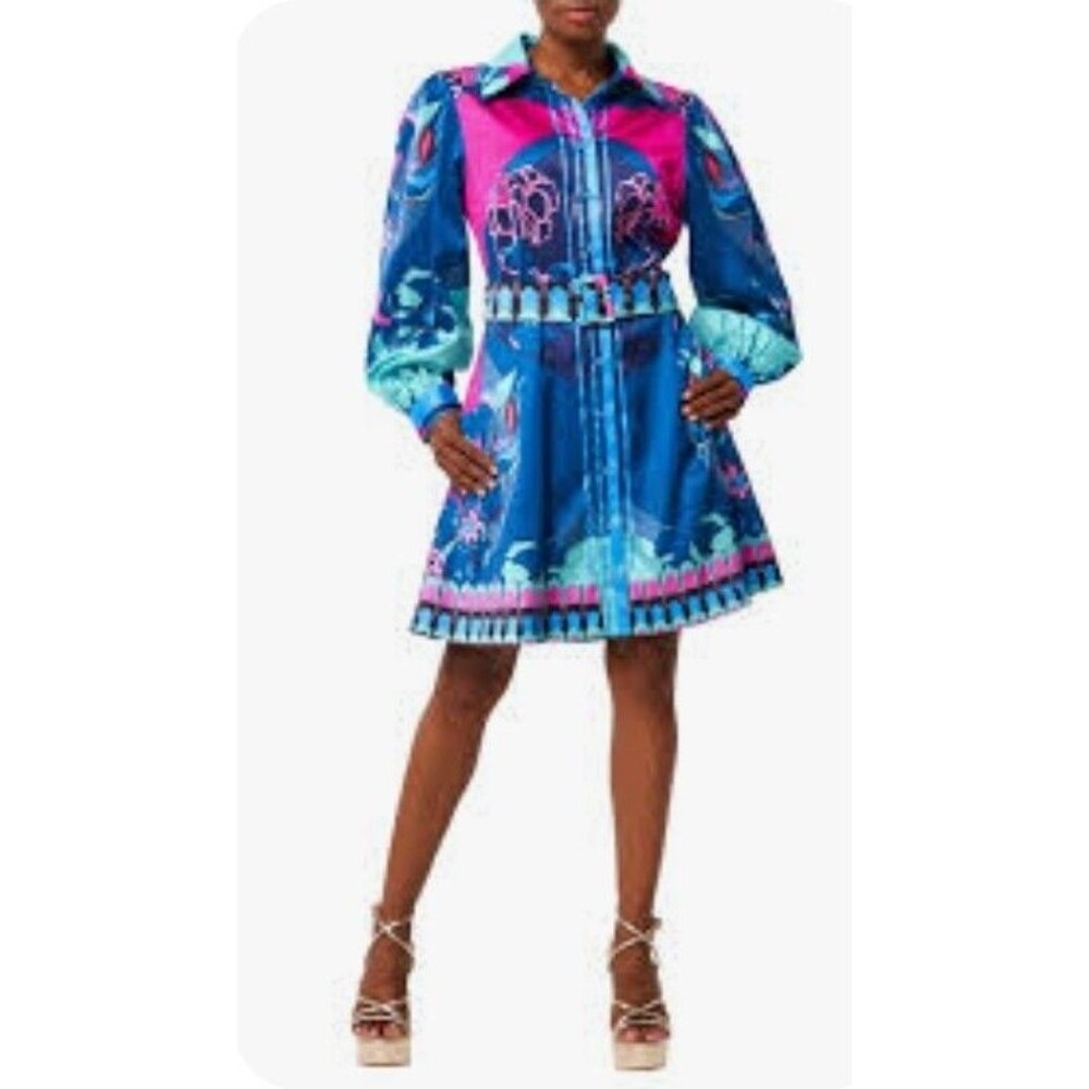 Ciebon Billy Foral Waist Long Sleeve Dress Medium Multicolors
